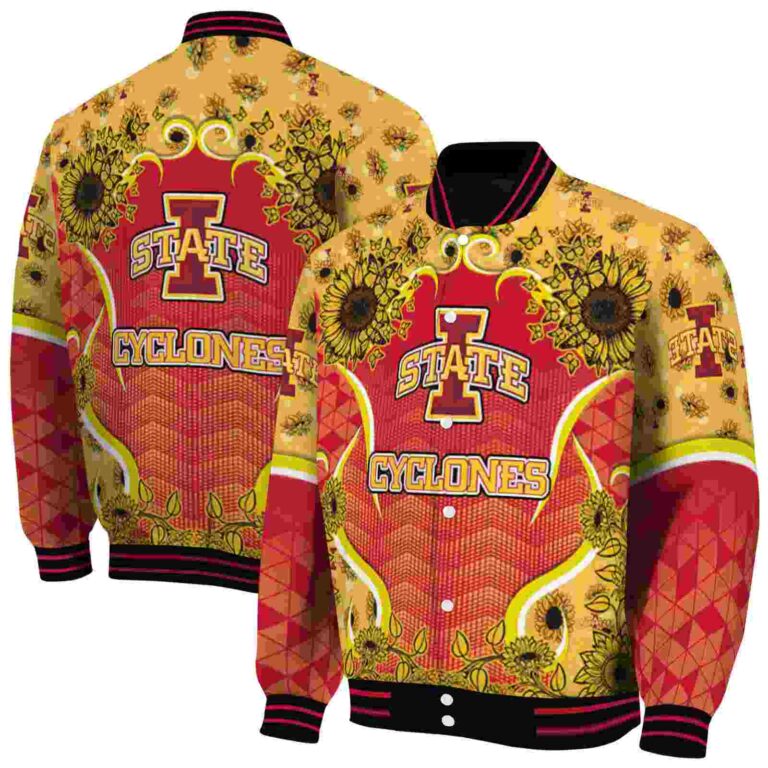 iowa state cyclones sunflower bloom red yellow jacket fashion forward