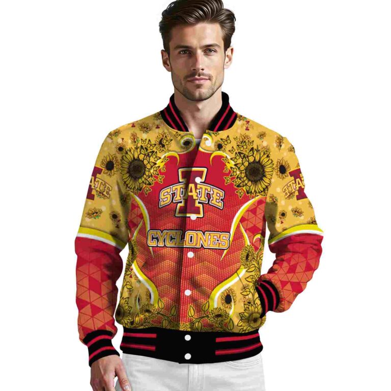 iowa state cyclones sunflower bloom red yellow jacket high quality