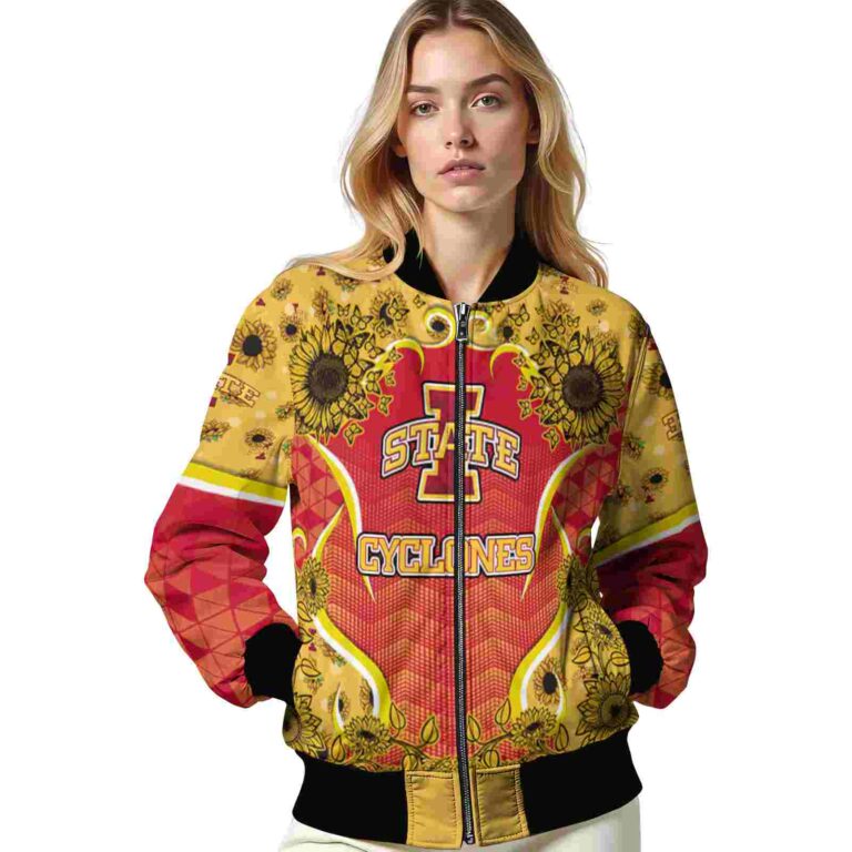 iowa state cyclones sunflower bloom red yellow jacket latest model