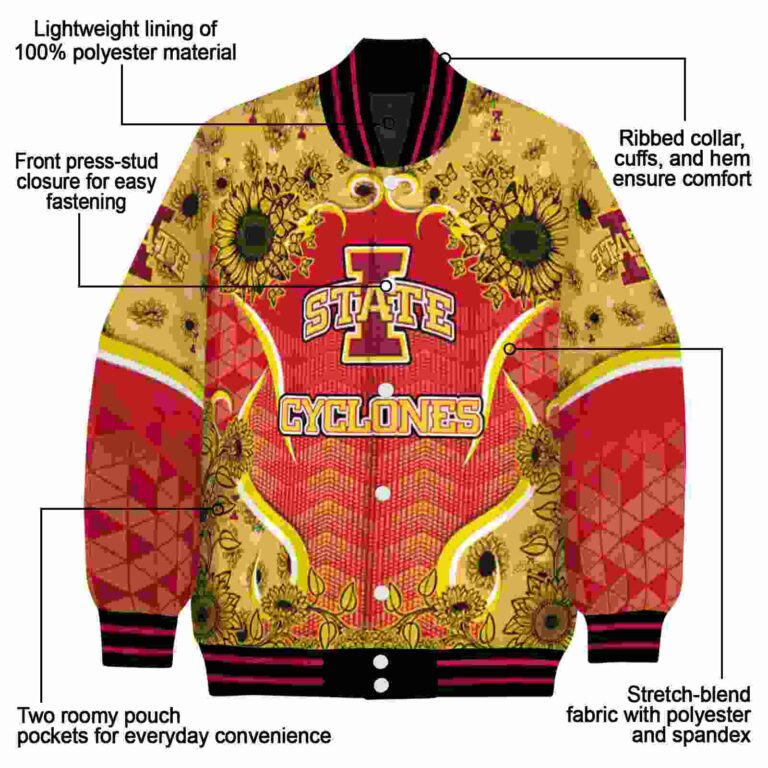 iowa state cyclones sunflower bloom red yellow jacket new arrival