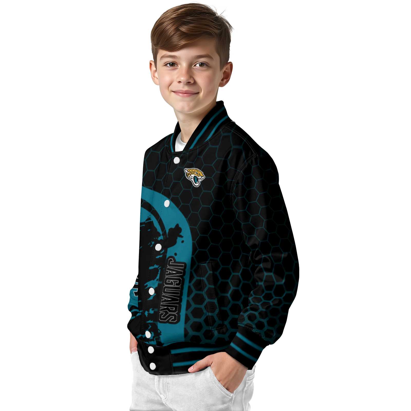 jacksonville jaguars hexagonal pattern teal black jacket trendy jacksonville jaguars hexagonal pattern teal black jacket trendy