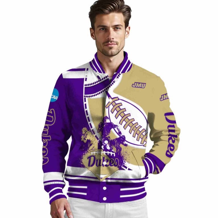 james madison dukes baseball stitching gold white jacket high quality