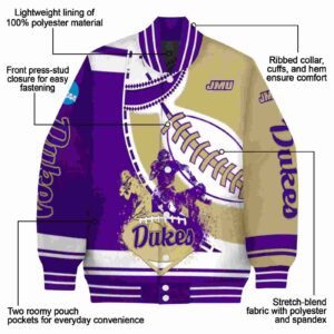 james madison dukes baseball stitching gold white jacket new arrival