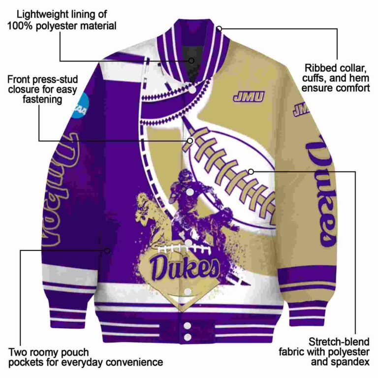 james madison dukes baseball stitching gold white jacket new arrival
