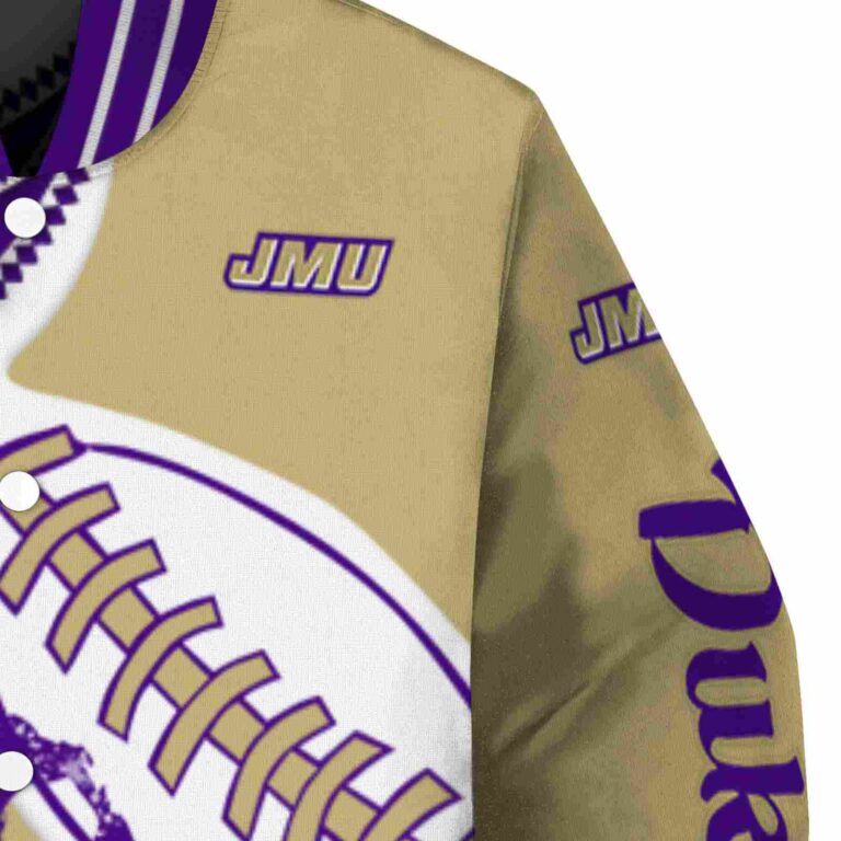 james madison dukes baseball stitching gold white jacket premium grade