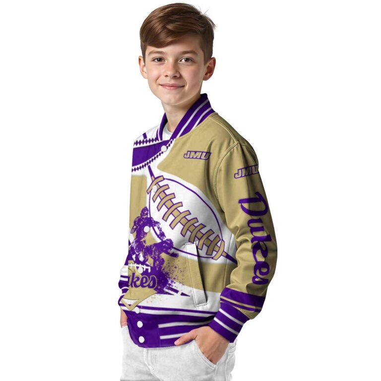 james madison dukes baseball stitching gold white jacket trendy
