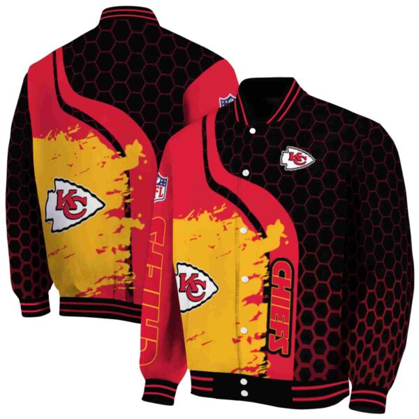 kansas city chiefs hexagonal pattern red black jacket fashion forward