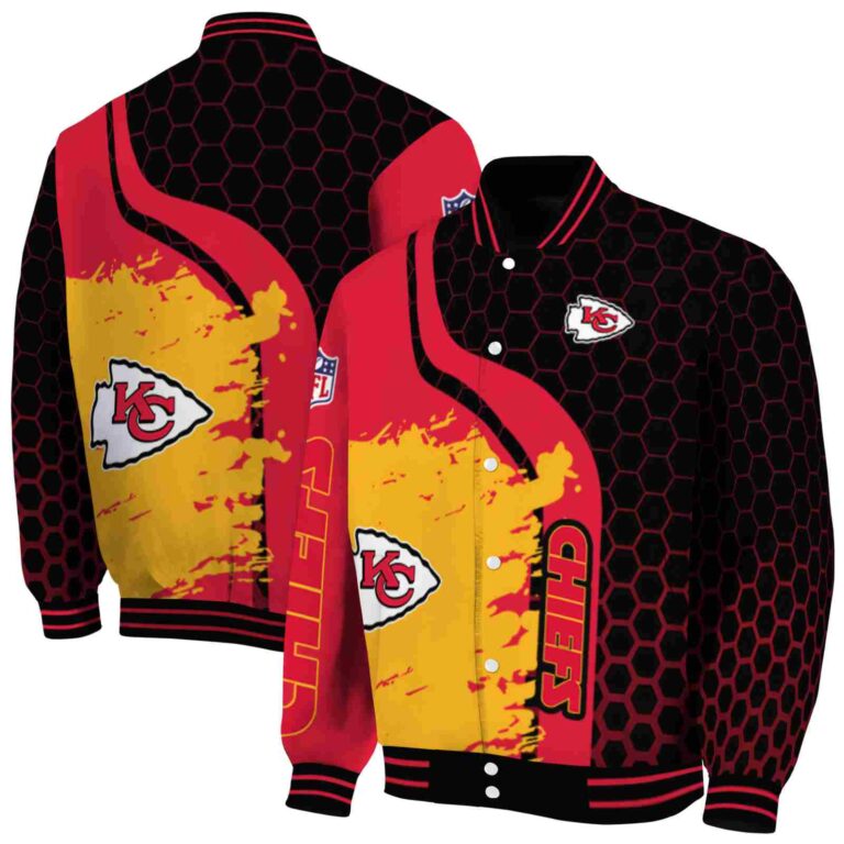 kansas city chiefs hexagonal pattern red black jacket fashion forward