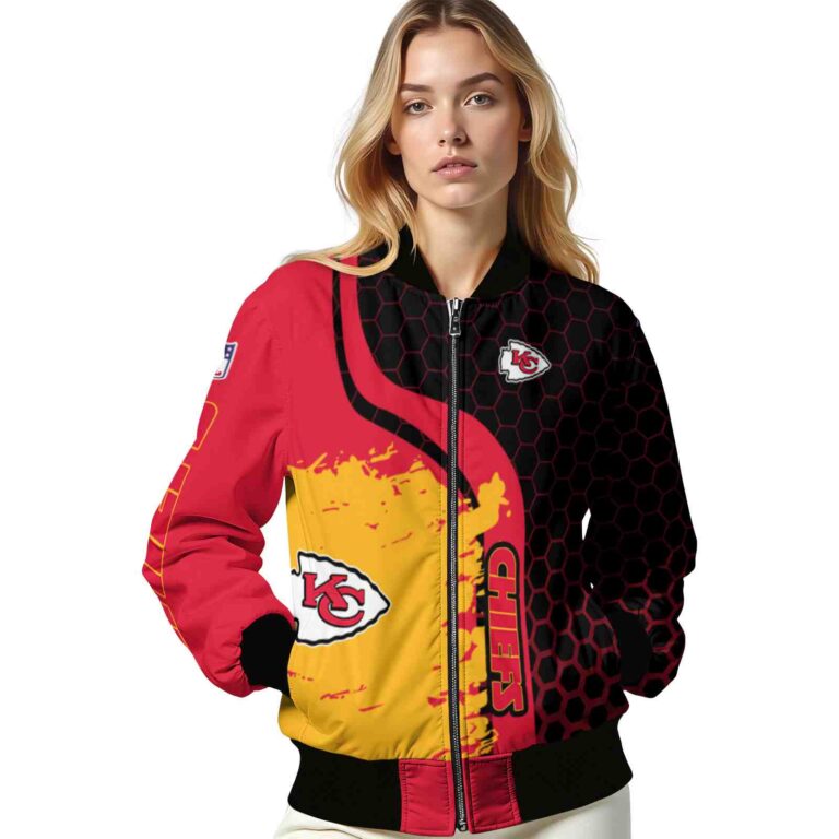 kansas city chiefs hexagonal pattern red black jacket latest model
