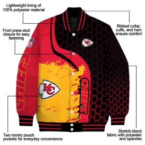 kansas city chiefs hexagonal pattern red black jacket new arrival