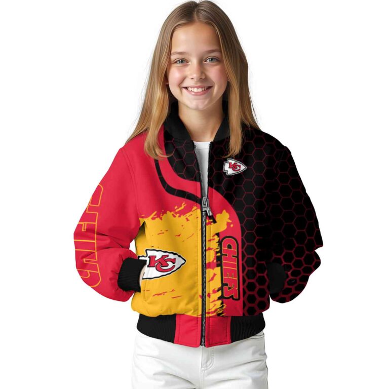 kansas city chiefs hexagonal pattern red black jacket top rated