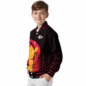 kansas city chiefs hexagonal pattern red black jacket trendy