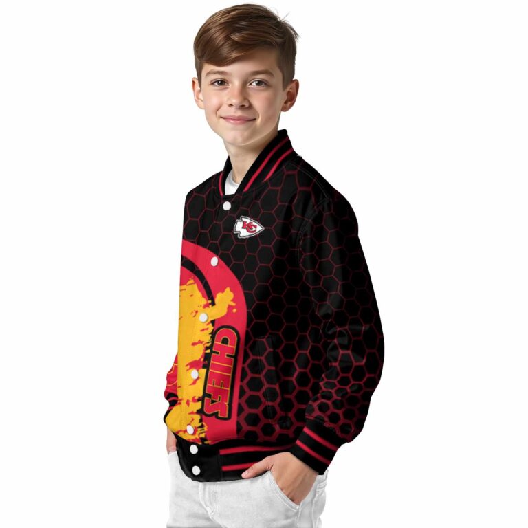 kansas city chiefs hexagonal pattern red black jacket trendy