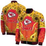 kansas city chiefs sunflower bloom red yellow jacket best selling