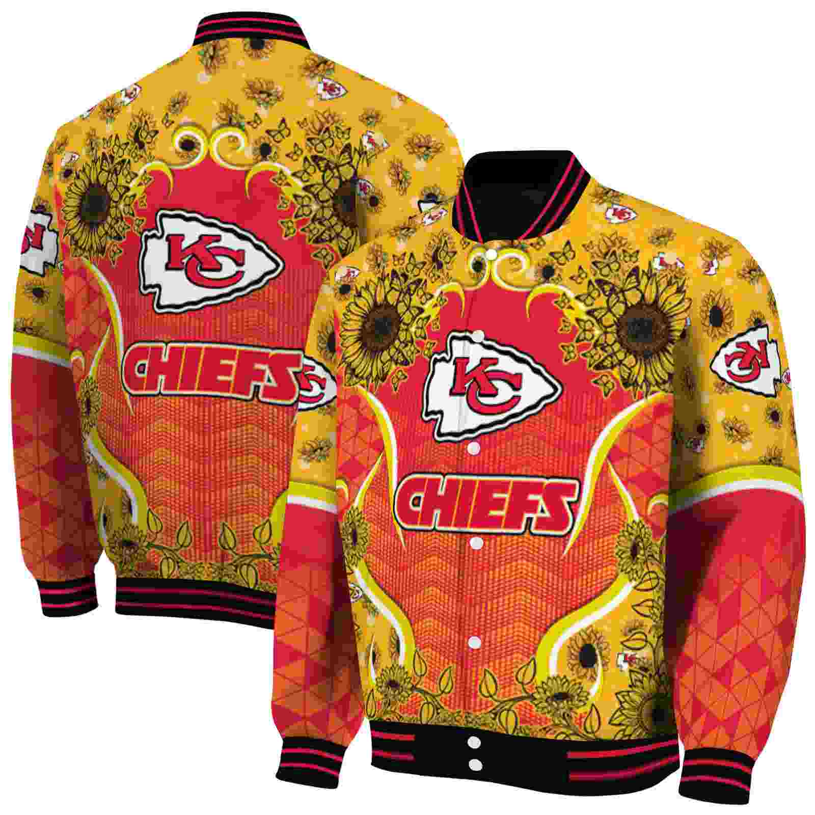 kansas city chiefs sunflower bloom red yellow jacket fashion forward kansas city chiefs sunflower bloom red yellow jacket fashion forward