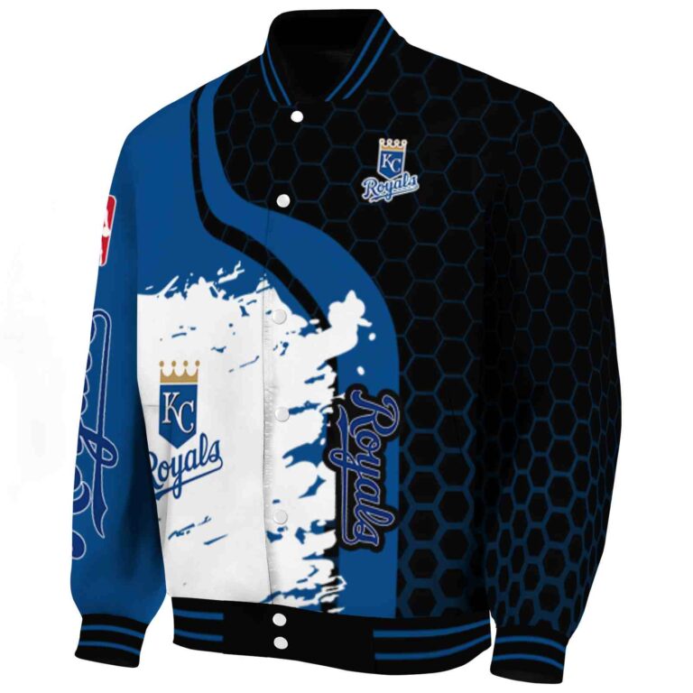 kansas city royals hexagonal pattern royal blue black jacket best selling