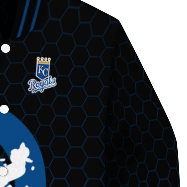 kansas city royals hexagonal pattern royal blue black jacket premium grade