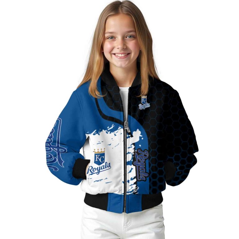 kansas city royals hexagonal pattern royal blue black jacket top rated