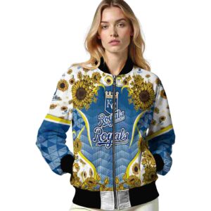 kansas city royals sunflower bloom royal blue yellow jacket latest model