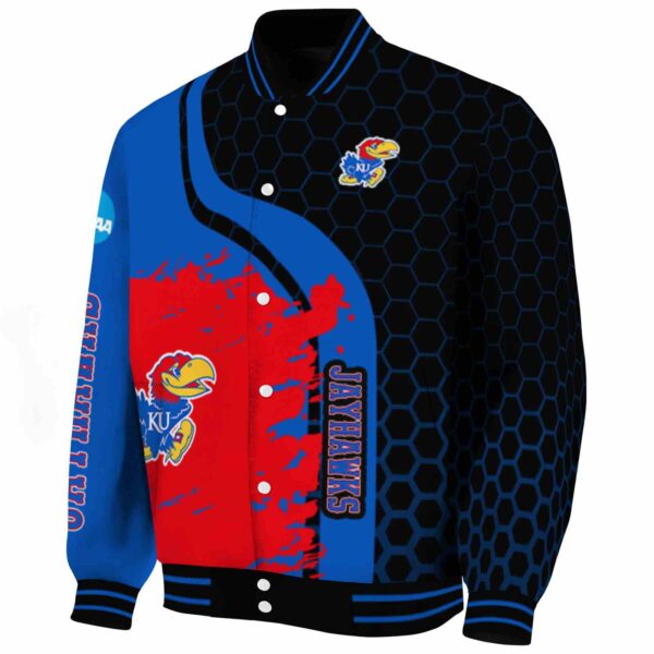 kansas jayhawks hexagonal pattern blue black jacket best selling