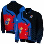 kansas jayhawks hexagonal pattern blue black jacket best selling