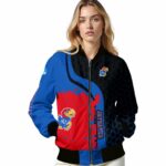 kansas jayhawks hexagonal pattern blue black jacket best selling