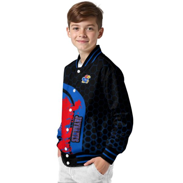 kansas jayhawks hexagonal pattern blue black jacket trendy
