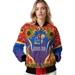kansas jayhawks sunflower bloom blue yellow jacket latest model