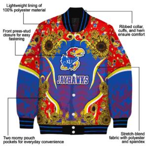 kansas jayhawks sunflower bloom blue yellow jacket new arrival