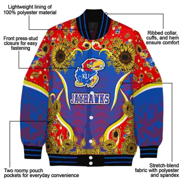 kansas jayhawks sunflower bloom blue yellow jacket new arrival