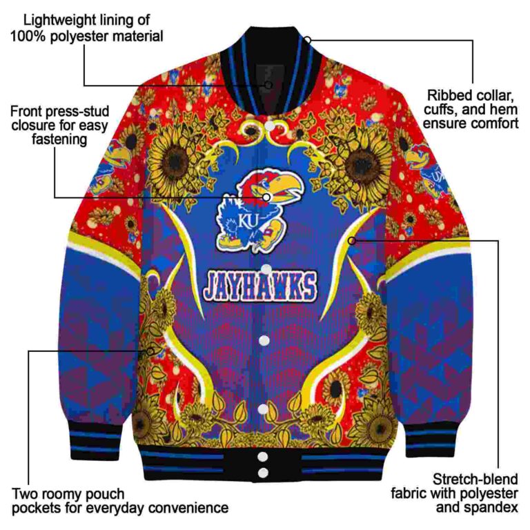 kansas jayhawks sunflower bloom blue yellow jacket new arrival