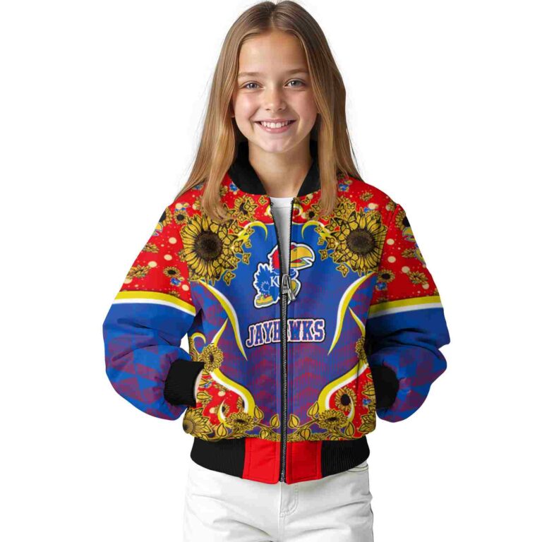 kansas jayhawks sunflower bloom blue yellow jacket top rated