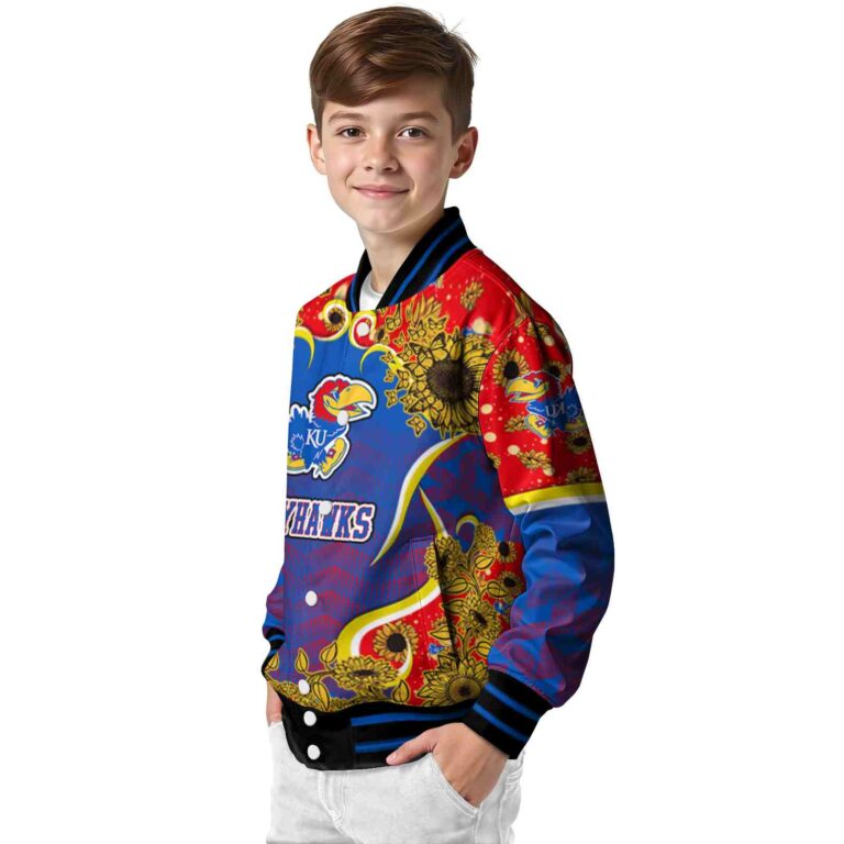kansas jayhawks sunflower bloom blue yellow jacket trendy