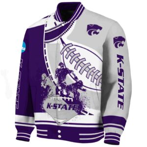 kansas state wildcats baseball stitching grey white jacket best selling