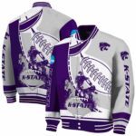 kansas state wildcats baseball stitching grey white jacket best selling