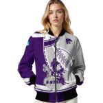 kansas state wildcats baseball stitching grey white jacket best selling