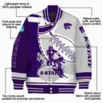 kansas state wildcats baseball stitching grey white jacket best selling