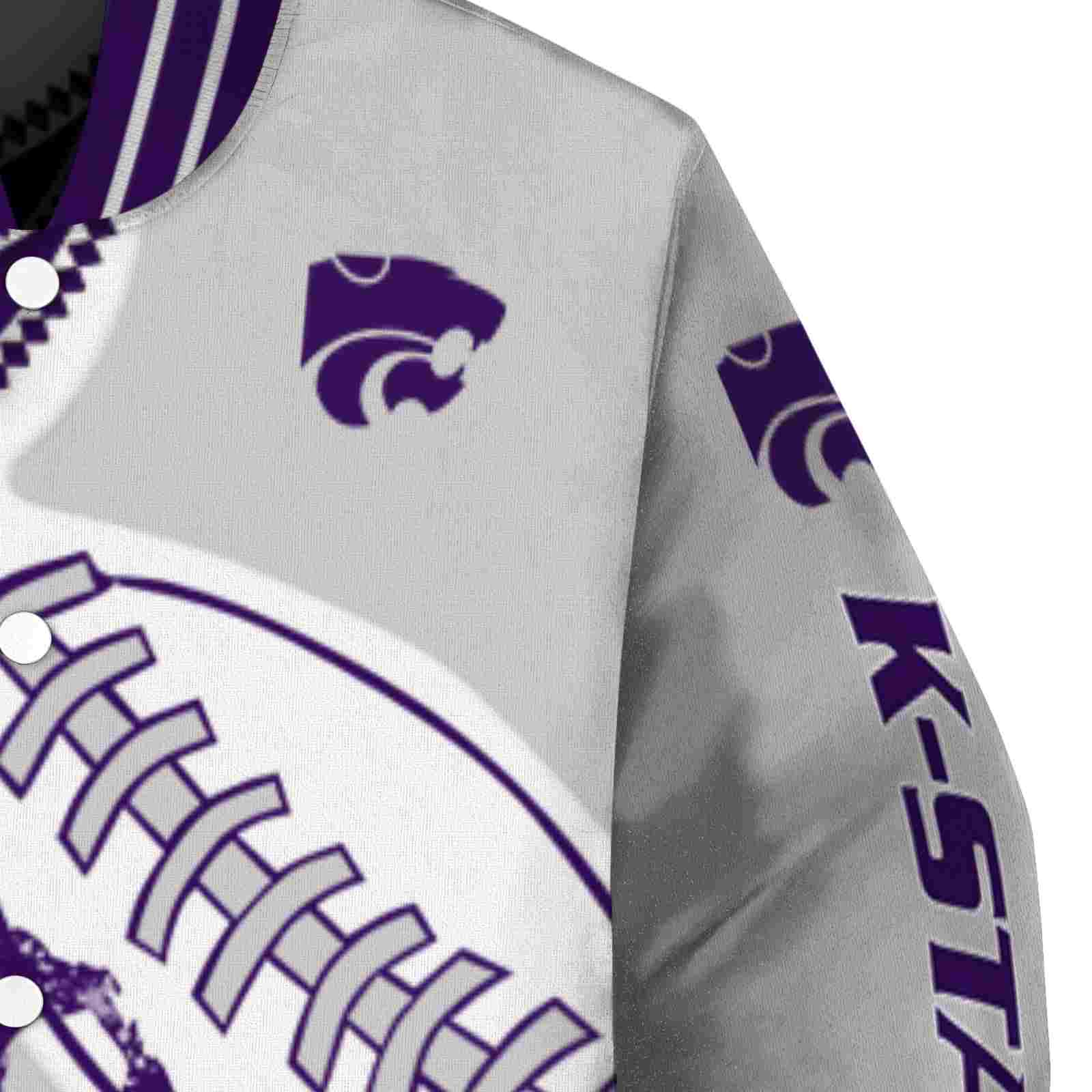 kansas state wildcats baseball stitching grey white jacket premium grade kansas state wildcats baseball stitching grey white jacket premium grade