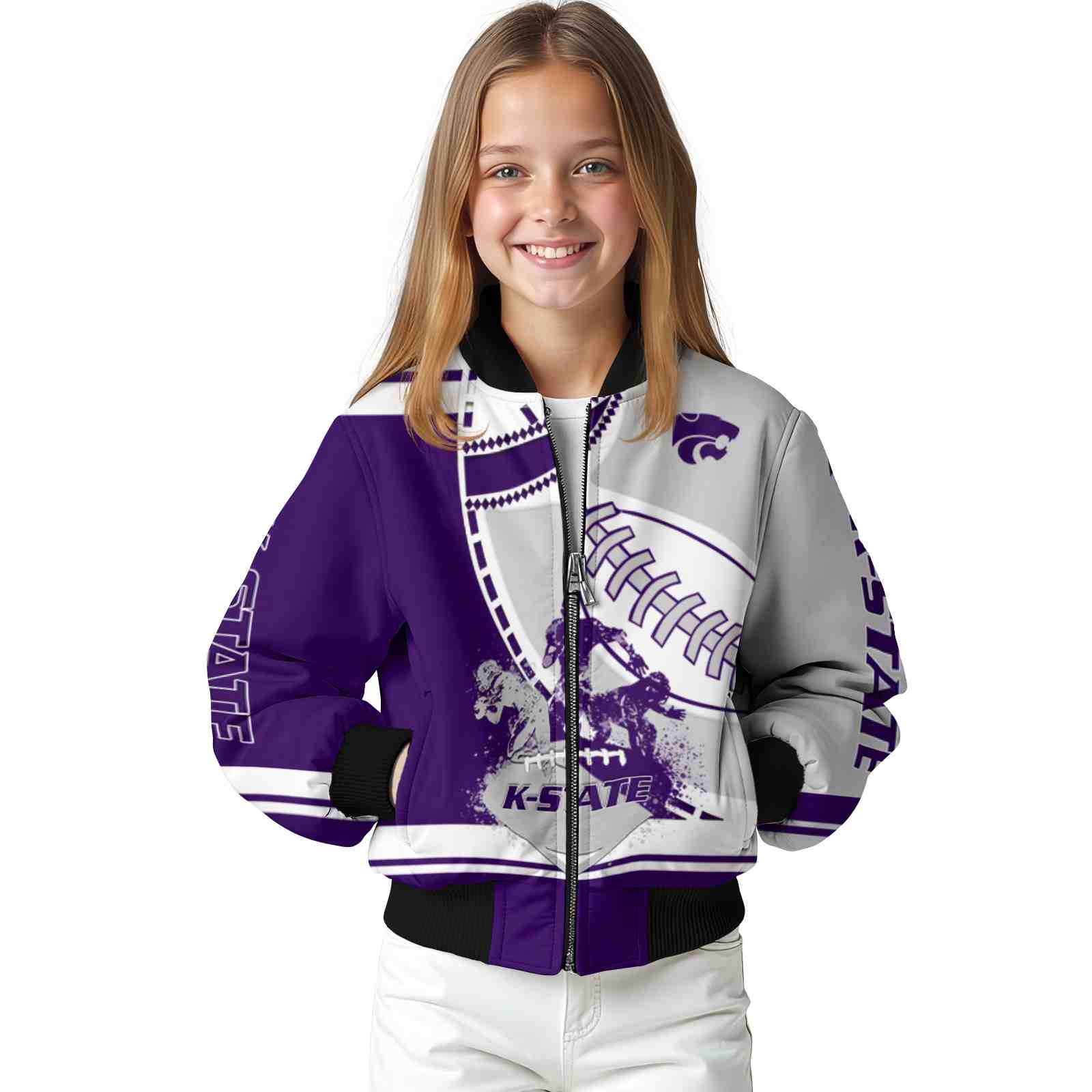 kansas state wildcats baseball stitching grey white jacket top rated kansas state wildcats baseball stitching grey white jacket top rated