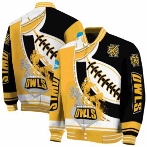 kennesaw state owls baseball stitching black white jacket fashion forward