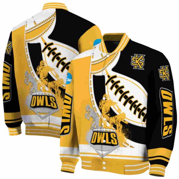 kennesaw state owls baseball stitching black white jacket fashion forward