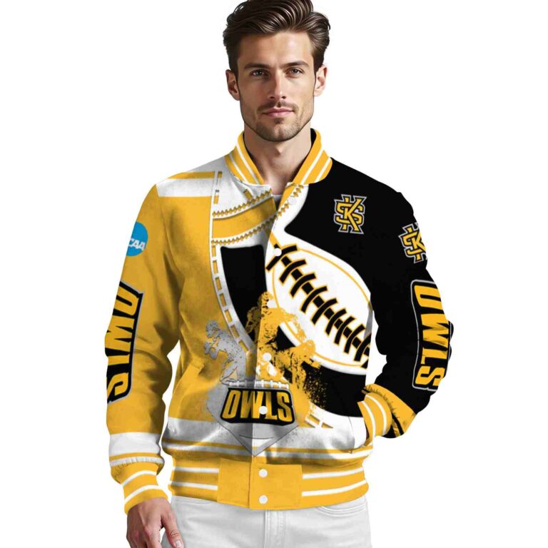kennesaw state owls baseball stitching black white jacket high quality