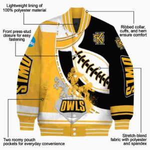 kennesaw state owls baseball stitching black white jacket new arrival