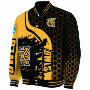 kennesaw state owls hexagonal pattern gold black jacket best selling