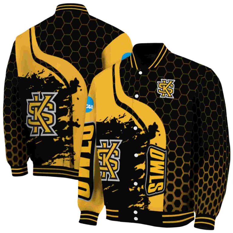 kennesaw state owls hexagonal pattern gold black jacket fashion forward