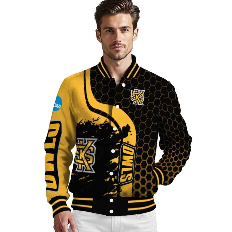 kennesaw state owls hexagonal pattern gold black jacket high quality