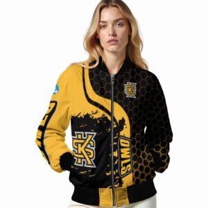 kennesaw state owls hexagonal pattern gold black jacket latest model