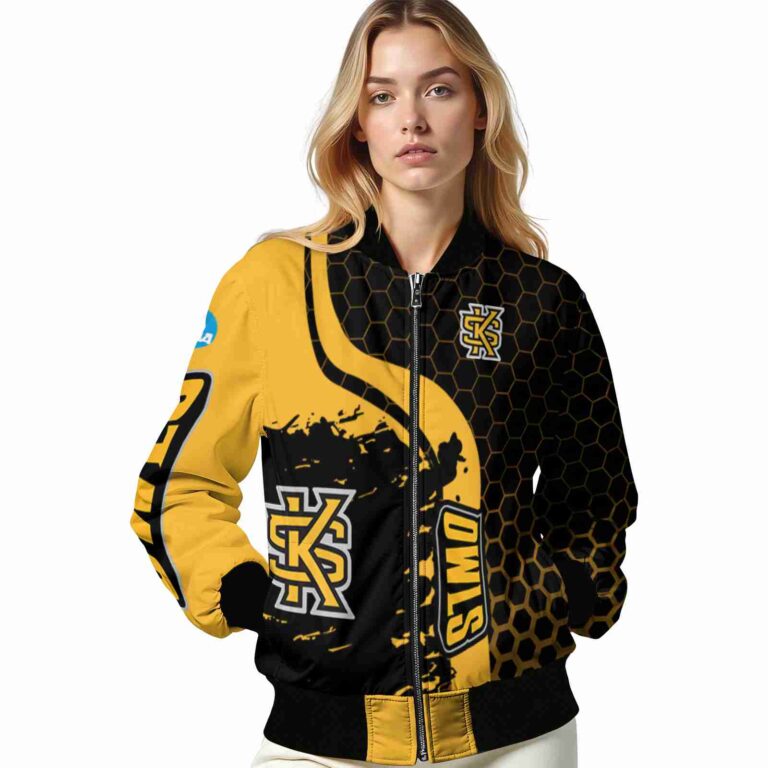 kennesaw state owls hexagonal pattern gold black jacket latest model