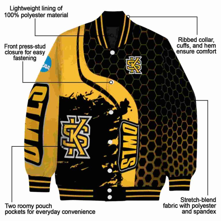 kennesaw state owls hexagonal pattern gold black jacket new arrival