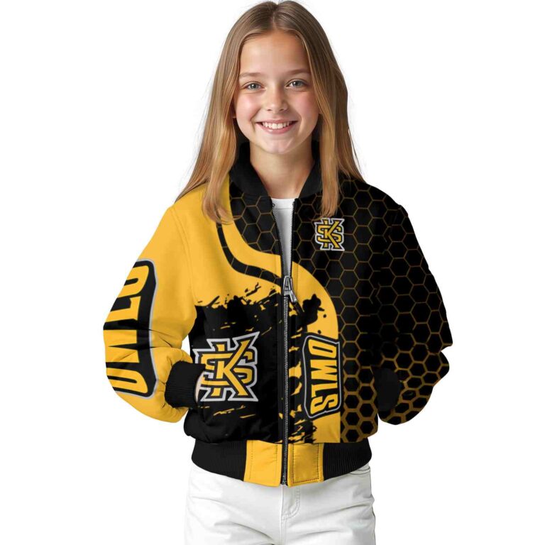kennesaw state owls hexagonal pattern gold black jacket top rated